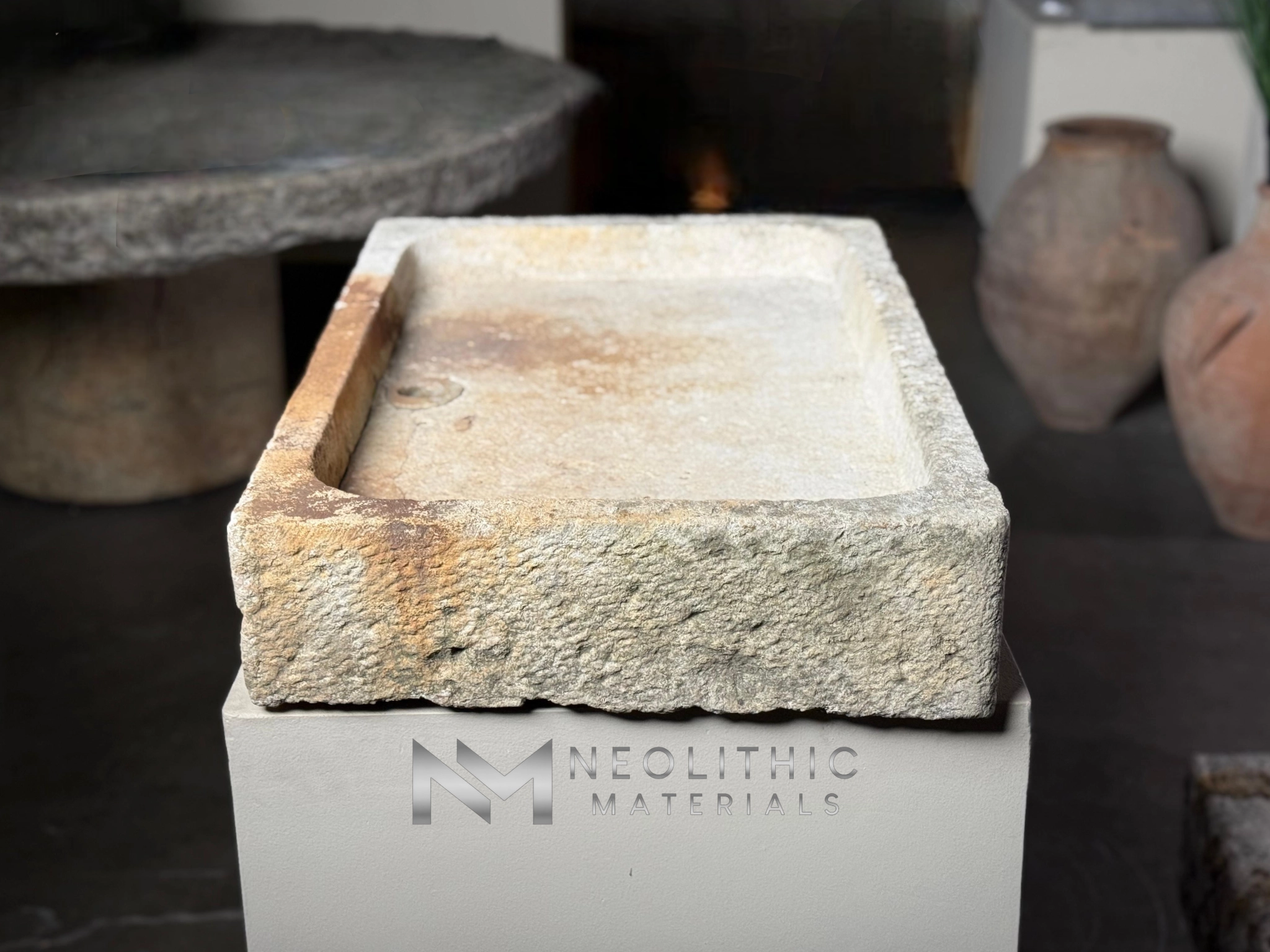 French Antique Limestone Sink - Image 2